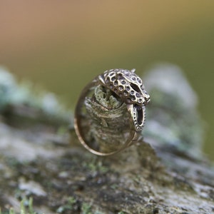 Leopard Ring in Sterling Silver or Bronze | Minimalist Cat Jewelry | Small Animal Ring | Gift for Women | Stackable and Handmade
