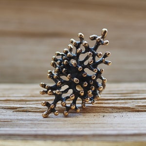 Handmade Chunky Coral Ring in Bronze or Sterling Silver, Unique Jewelry for Women and Girls, Perfect Gift for Her