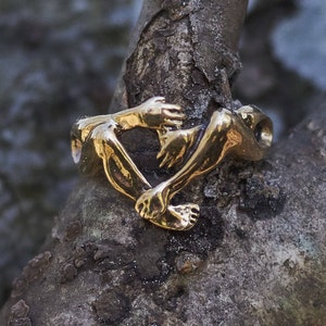 Sterling Silber oder Bronze Umarmungsring für Männer & Frauen, Liebesring, perfektes Jubiläumsgeschenk für Paare