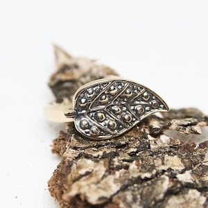 Nature-Inspired Gold Leaf Ring | Handmade Bronze or Sterling Silver Botanical Jewelry | Eco-Friendly Band