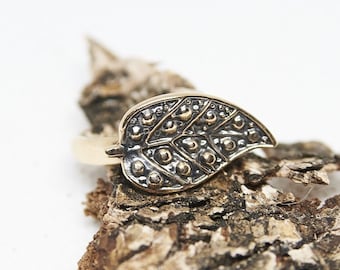 Gold Leaf Ring for Women, Sterling Silver Leaf Women's Ring, Botanical Ring, Bronze Plant Ring, Bronze Jewelry, Nature Ring, Nature Jewelry
