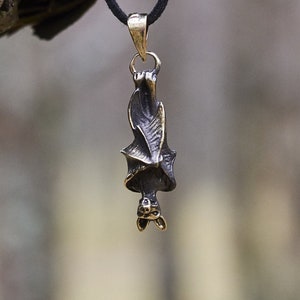 Bronze Bat Pendant | Gothic Witch Necklace | Eco Friendly Halloween Jewelry | Handmade Alternative Fashion Gift