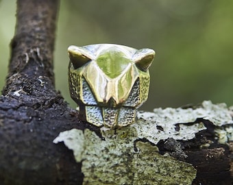 Anillo Puma - Bronce/Plata hecho a mano, Diseño de arte abstracto, Joyería de declaración única, Regalo unisex perfecto