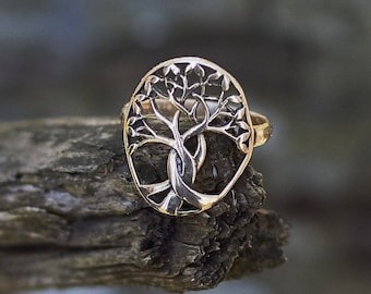 Unique Tree of Life Ring in Sterling Silver or Bronze | Elegantly Handmade Statement Piece