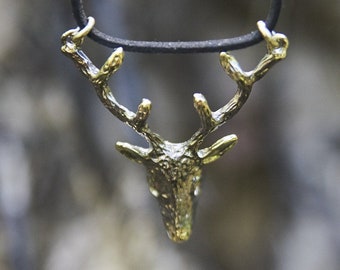 Deer Head Pendant Necklace for Men and Women, Deer Antler Necklace, Horn Pendant, Stag / Elk / Animal Necklace, Nature Jewelry, Gift for Him