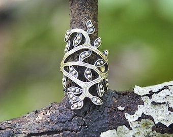 Full Finger Tree Ring in Bronze or Sterling Silver, Nature-Themed Spiral Jewelry for Women, Perfect Beauty Gift