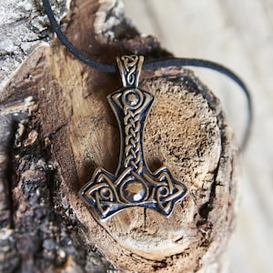 Handmade Bronze Thor&#39;s Hammer Necklace | Mjolnir Pendant | Viking Jewelry for Men and Women | Eco-Friendly Norse Mythology Gift