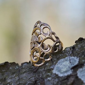 Art Nouveau Floral Ring - Bronze or Sterling Silver, Handcrafted Flower Jewelry, Perfect Gift for Her