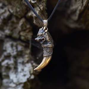 Bronze Viking Wolf Necklace | Unique Handmade Pendant | Eco-Friendly Viking Style Jewelry Gift - By Raganu Rotas