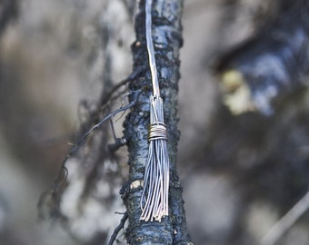 Handmade Witch Broom Pendant Necklace | Pure Bronze | Gothic Style
