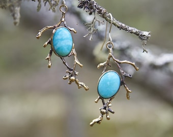 Handgemachte Türkis Ohrringe im Boho/Gothic Stil