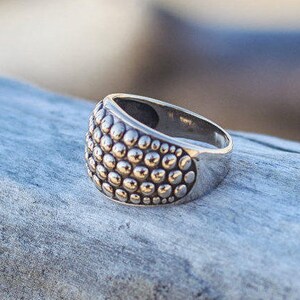 Statement Wide Coral Bubbles Ring, Fractured Bronze Geometric Design, Minimalist Women&#39;s Jewelry, Perfect Birthday Gift