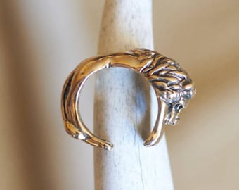 Bronze Lion Ring: Gold Color Zodiac Leo Jewelry