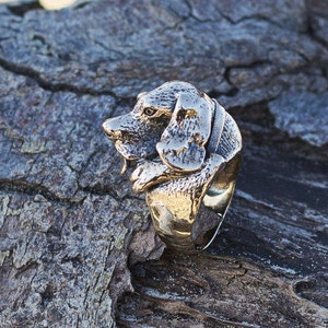 Dog Ring, Beagle or Basset Hound Design in Bronze or Sterling Silver, Ideal Men & Women Gift