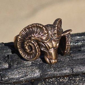 Handmade Ram Ring in Bronze or Silver, Aries Occult Unisex Jewelry, Witchy Sign Ring, Unique Gift for Him or Her