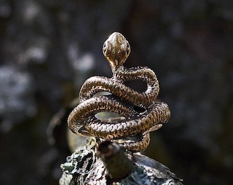 Coiled Serpent Ring: Bronze or Sterling Silver Snake Jewelry