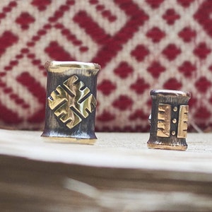 Ancient Latvian Symbol Beads | Mixed Metal Jewelry Charms | Handcrafted Spiritual Bracelet Necklace Components