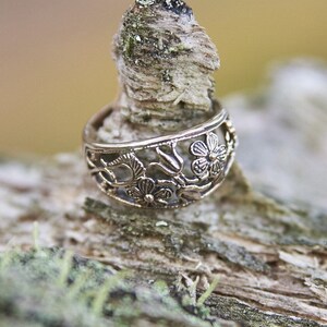 Handmade Art Nouveau Floral Ring - Elegant Bronze or Sterling Silver Jewelry, Perfect Romantic Gift