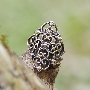 Gothic Lace Ring | Handmade Sterling Silver or Bronze | Art Nouveau Statement Jewelry for Women