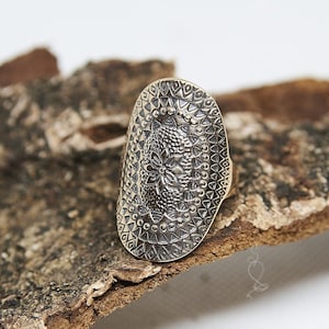 Bohemian Mandala Ring | Handcrafted Bronze or Sterling Silver | Geometric Tribal Statement Jewelry