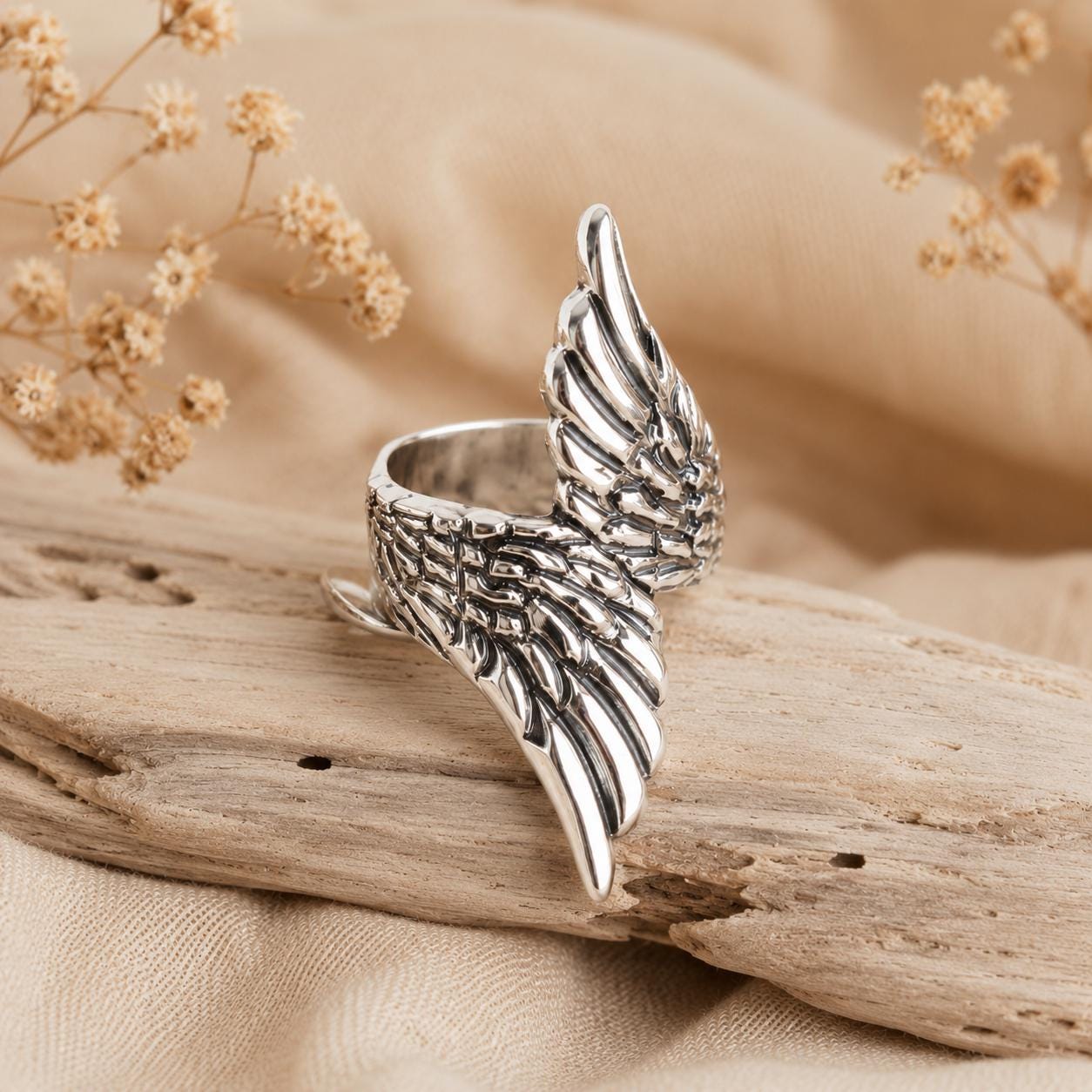 SILVER925 WING MOTIF DESIGN RING/リング Angel Wings Wrap Ring in Bronze or Sterling Silver 925 | Handmade