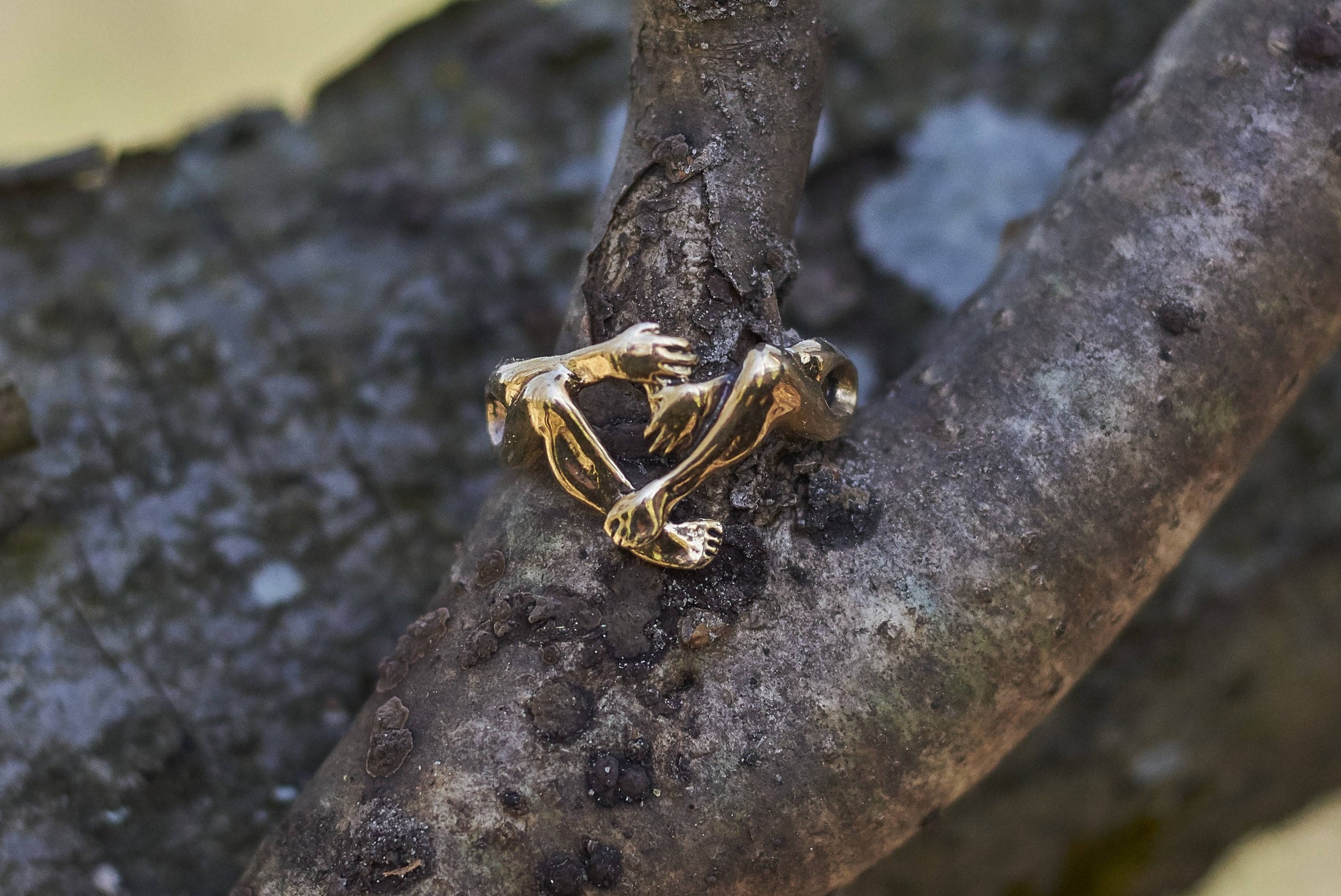 Sterling Silver or Bronze Hug Ring for Men & Women, Love Ring, Perfect Anniversary Gift for Couples