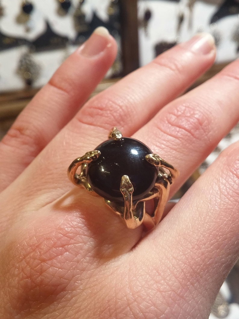 Black Gemstone Snake Ring for Women Serpent Ring Snake Etsy
