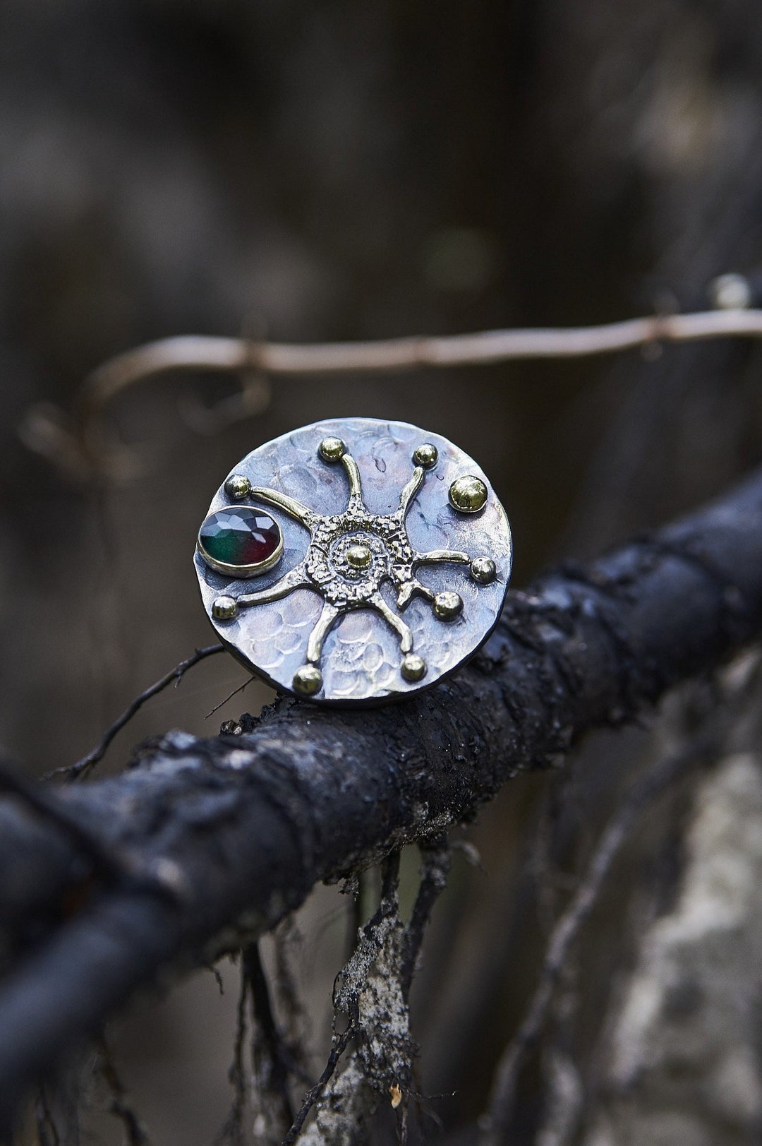 Handcrafted Bronze Dendritic Star Ring | Unique Celestial Jewelry - Etsy
