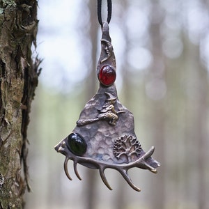 Handcrafted Bronze Witch Pendant Necklace | Gothic Jewelry | Eco-Friendly Necklace for Women