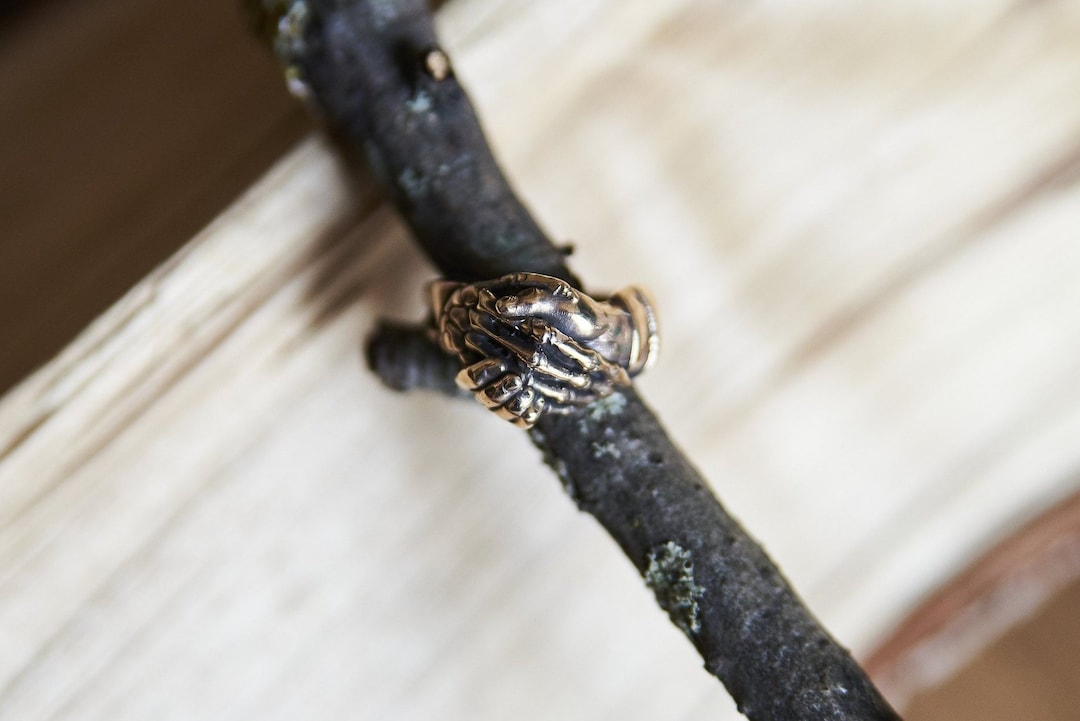 Skeleton Handshake Ring | Gothic Unisex Jewelry | Occult Bronze or ...