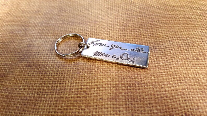 LARGE Actual HANDWRITING signature keychain in SOLID 925 sterling silver