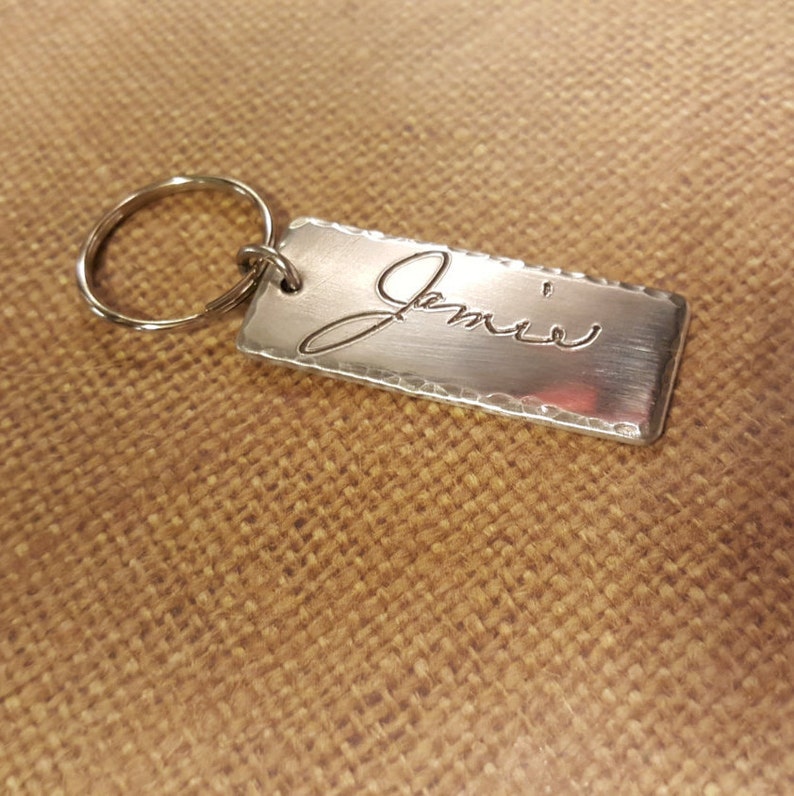LARGE Actual HANDWRITING signature keychain in SOLID 925 sterling silver