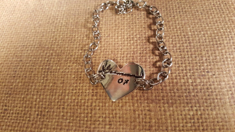 Large Actual HANDWRITING heart Charm BRACELET in Fine .999 Silver