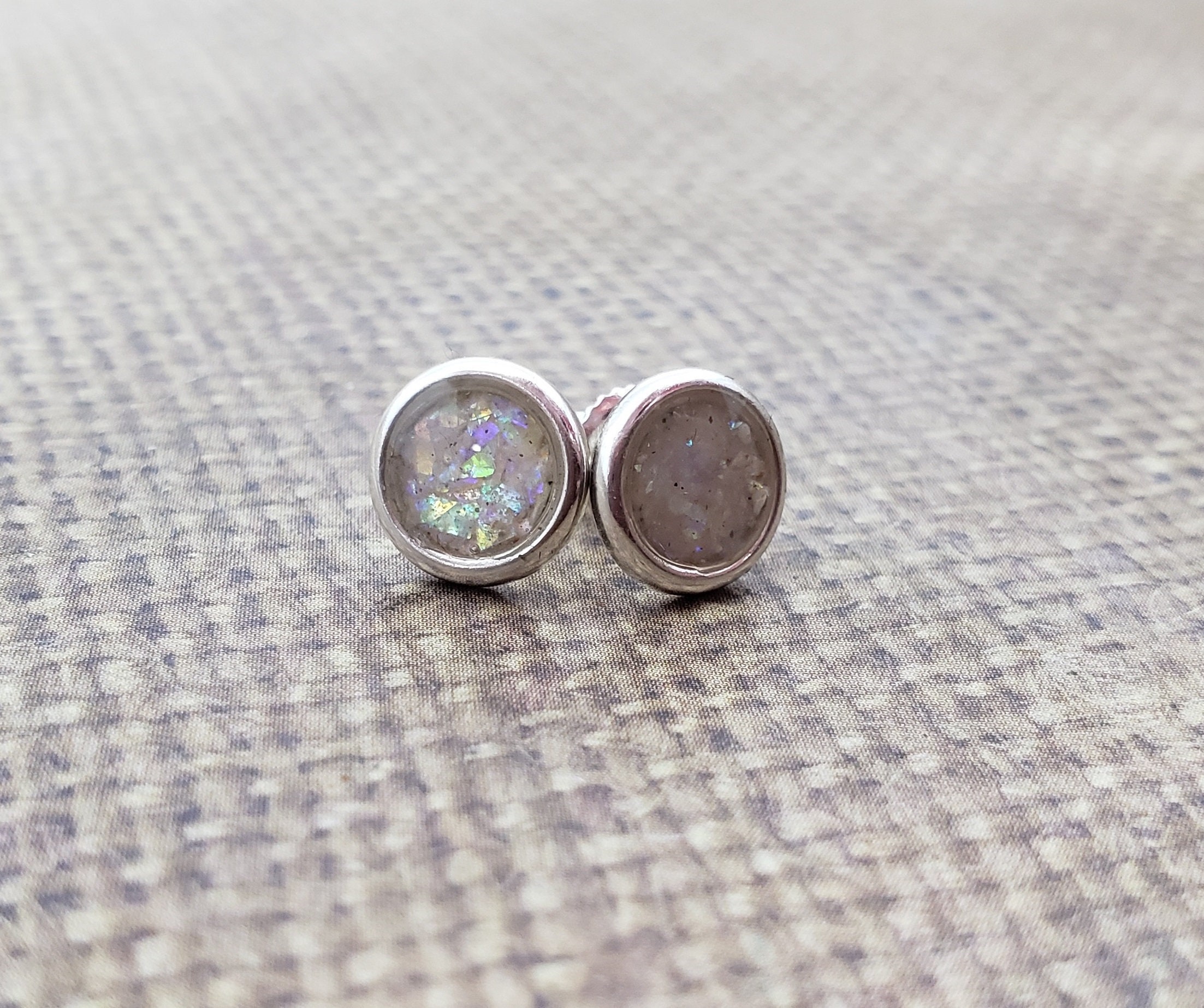 Cremation Earrings in in solid .925 Sterling silver6mm framed Etsy
