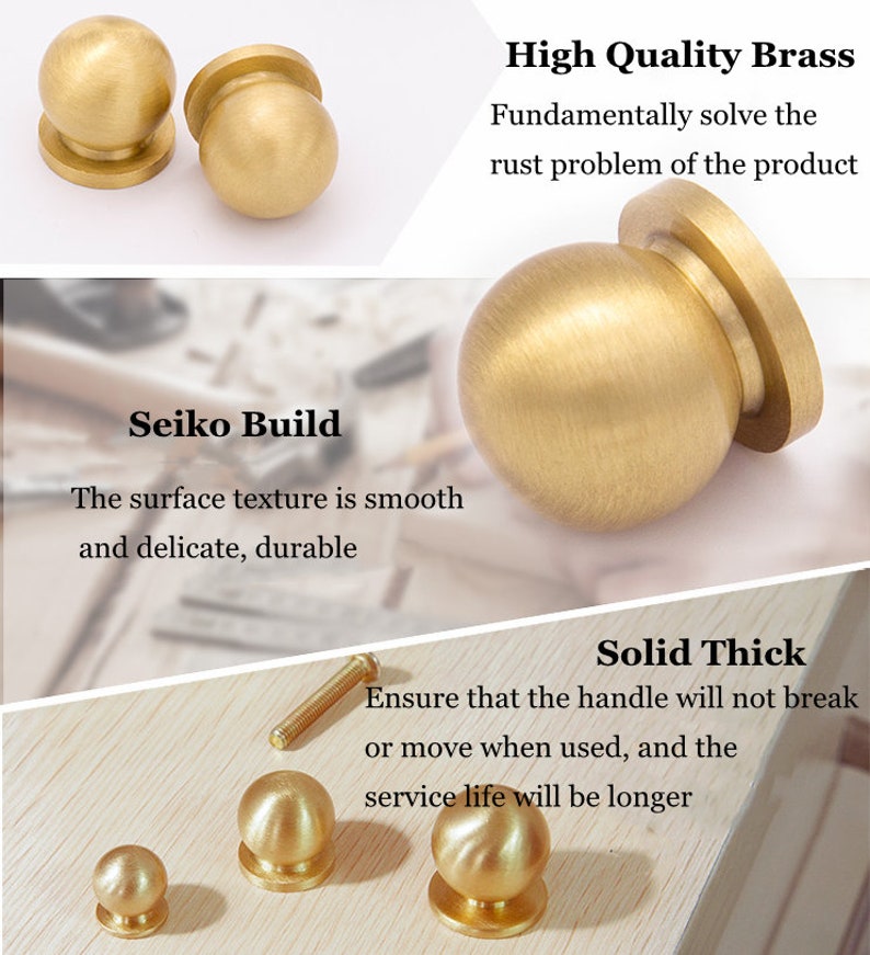 Solid Brass Knobs Gold Ball Knob Brass Drawer Pulls Etsy