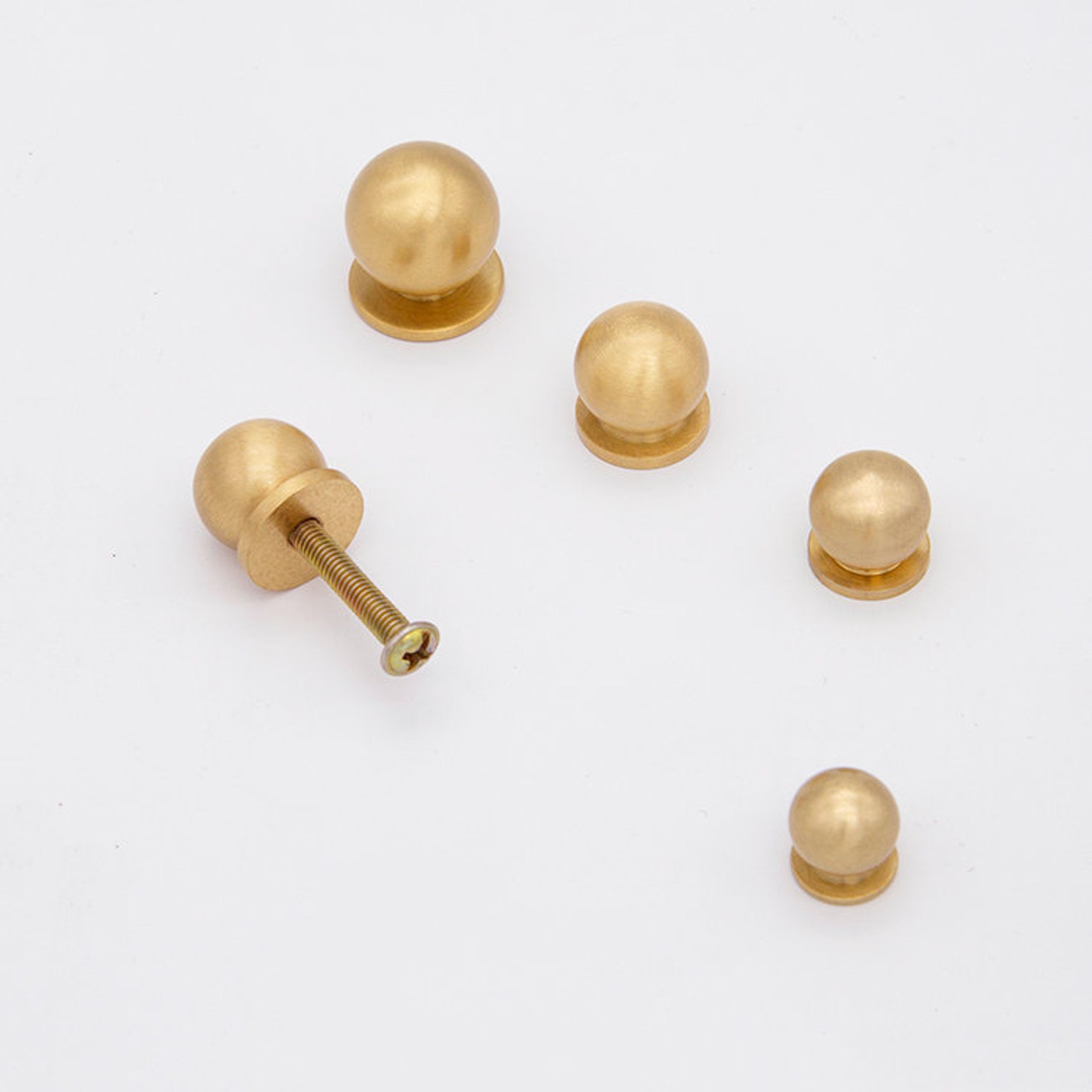 Solid Brass Knobs Gold Ball Knob Brass Drawer Pulls Etsy