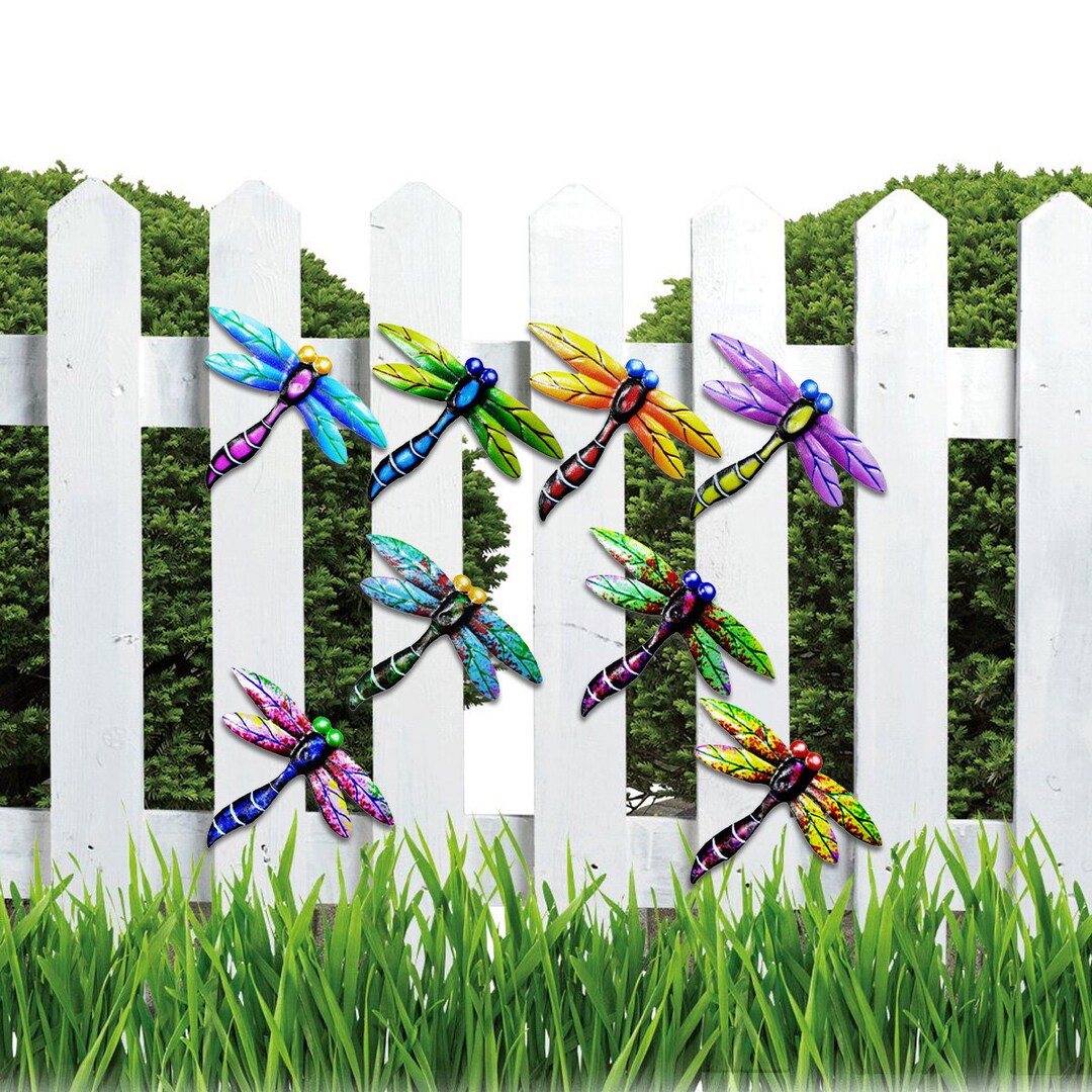 Metal Dragonfly Garden Wall Decor Outdoor Fence Art Sculpture Etsy
