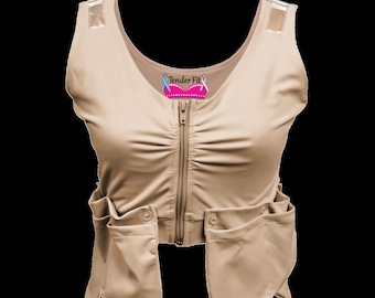 Post surgical bra, mastectomy bra, chest surgery, breast augmentation,  heart surgery,  recovery bra , removable drain pockets