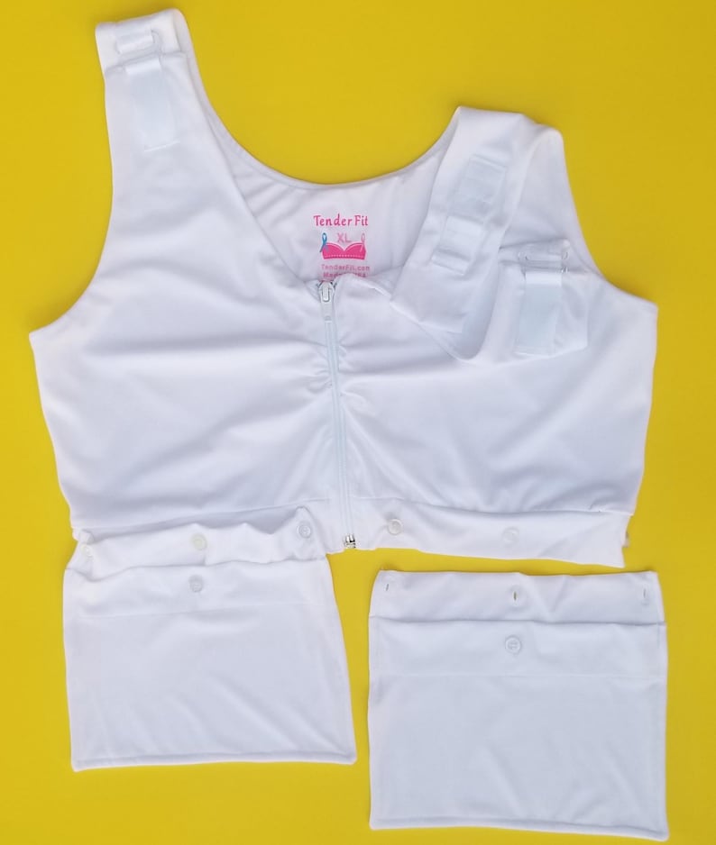 Post surgical bra, mastectomy bra, chest surgery, breast augmentation, heart surgery, recovery bra , removable drain pockets image 6