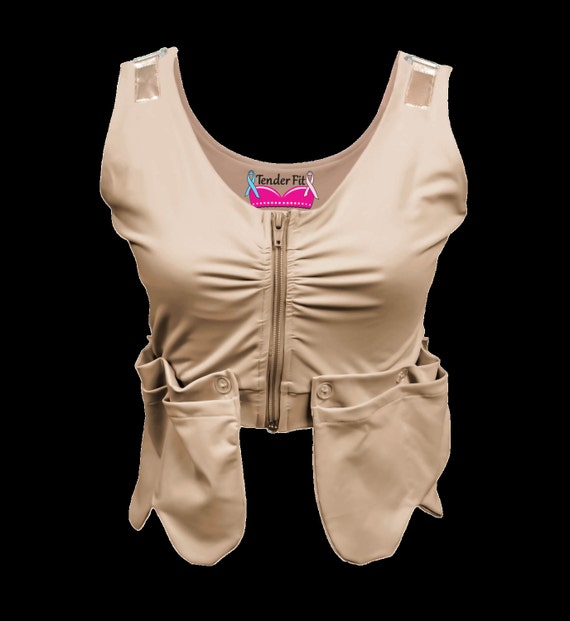 Post surgical bra, mastectomy bra, chest surgery, breast augmentation,  heart surgery,  recovery bra , removable drain pockets