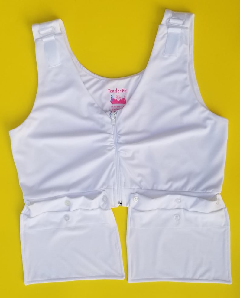 Post surgical bra, mastectomy bra, chest surgery, breast augmentation, heart surgery, recovery bra , removable drain pockets image 5