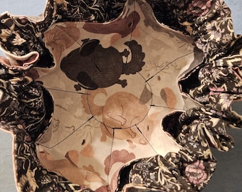 Chinchillas and Floral Dragon Fabric Dice Bag: Pocketed Nerdy Gaming Pouch