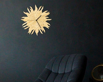 Unique wall clocks, natural home decor, handmade wall clock, wall decoration, wooden clock, unique clock - Haystack natural clock by ardeola