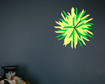 Mint green and yellow clock: elegant and unique wall clock / Geometric clock made of birch plywood // Haystack fresh wood clock by ardeola