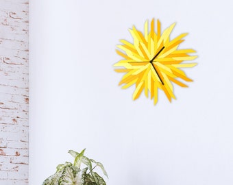 Meule de foin - 41cm horloge murale à la main avec des nuances de jaune