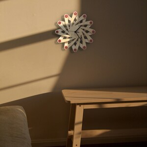 Natural wood clock: nature-inspired wall decor / Double-lined wood wall clock // Galaxy red handmade wall clock by ardeola