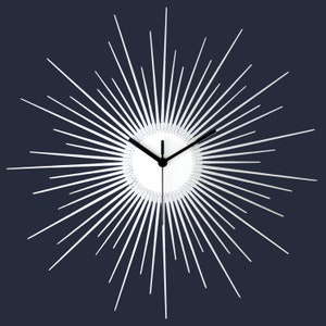 Art Deco Starburst Wall Clock in 3 sizes, Silver Sunburst Interior Decor Piece // ArtDeco Silver Handmade Wall Clock L, XL and XXL sizes