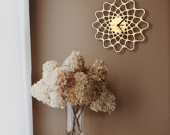 Nordic Wood Clock: Scandinavian silent clock / Floral natural clock // EMBROIDERY wooden clock by ardeola