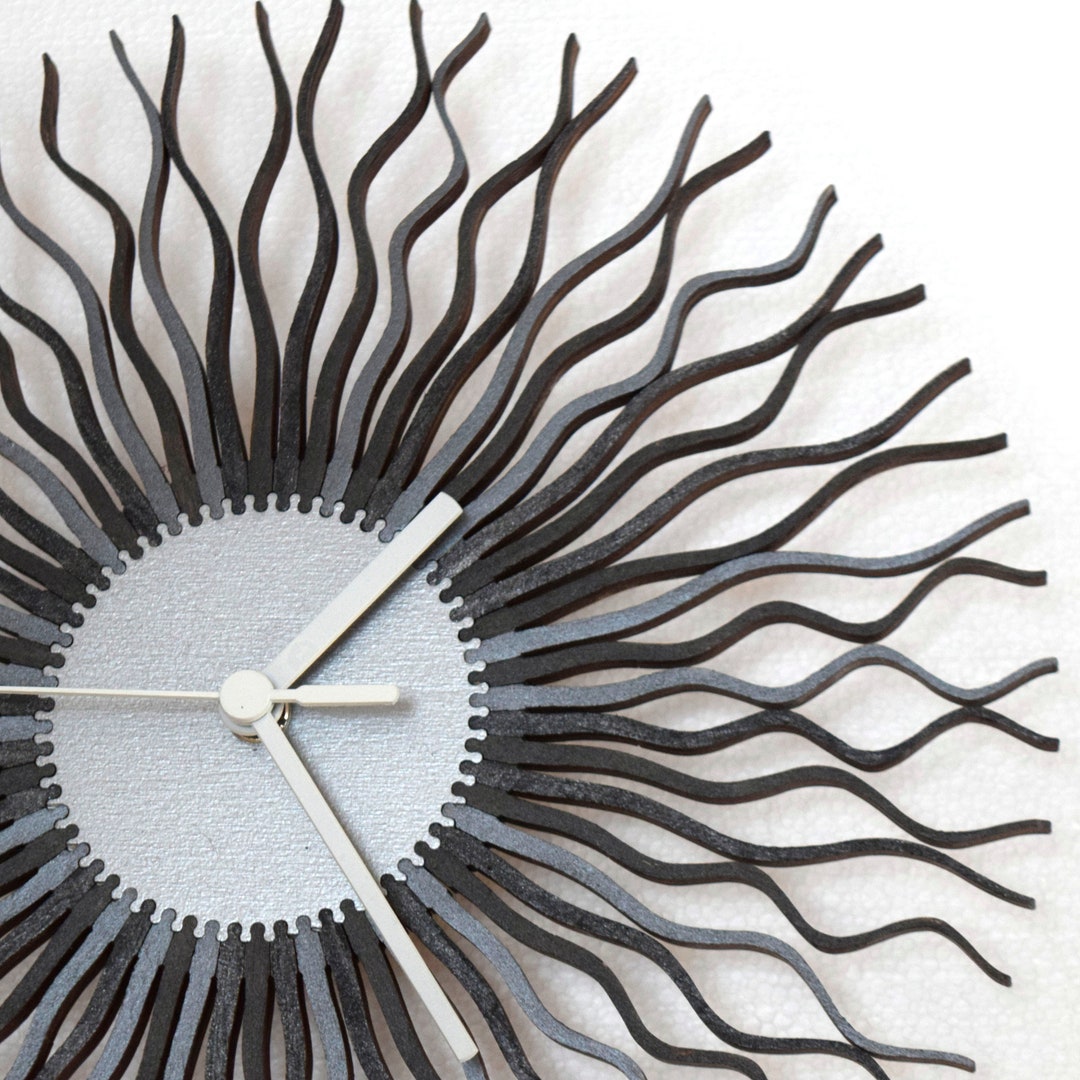 Organic Handmade Wooden Radium Clock in Shades of Black Silver - Radium ...
