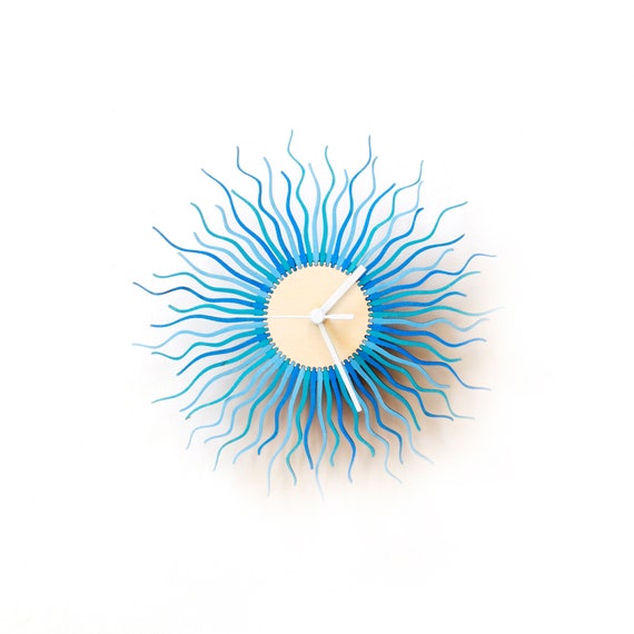 Modern Turquoise//Aqua Blue Kitchen Wall Clock Fun Colourful Kids//Children 37cm